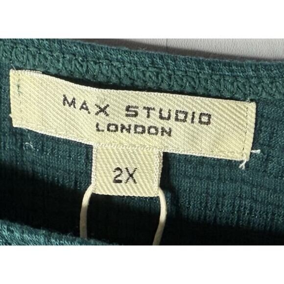 Max Studio Top Womens 2X Green Balloon Sleeves Pullover NEW Holiday Office - Picture 4 of 12